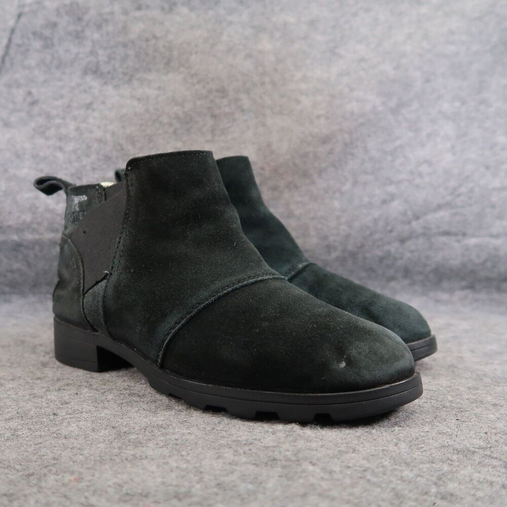 Sorel Shoes Girls 4 Bootie Emelie Chelsea Leather Waterproof Slip On Ankle Boots
